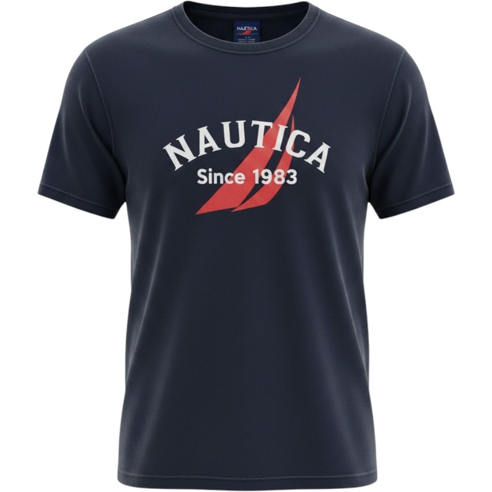 Nautica Mens Graphic T-Shirt Navy Blue Logo Since 1983 Cotton Tee 2XL